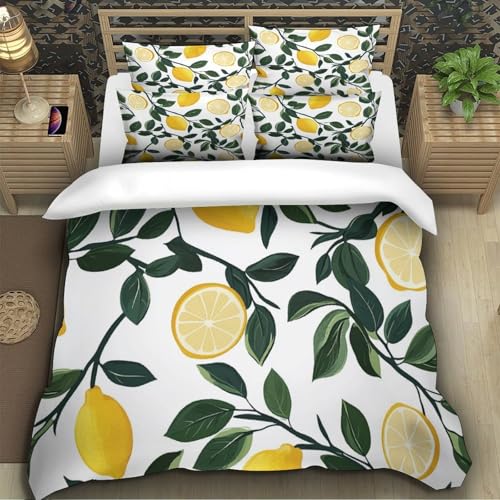 Drap de couette branches de citronnier en microfibre entretien facile qui ne se froisse pas - 5