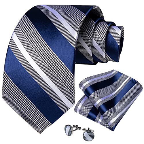 Image of DiBanGu Silk Men's Tie Set Jacquard Woven Ties and Pocket Square Fashion Necktie and Handkerchief Cufflinks Tie Accessories