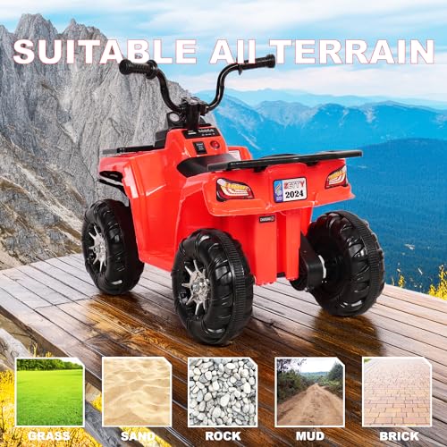 Image of Little Rides ATV Battery Operated Electric Bike for Kids | Rechargeable Ride on Baby Big Bikes with Light, USB & Music | Beach ATV Bike | Electric Bike for Kids 2 to 5 Year Boys Girls (Red)