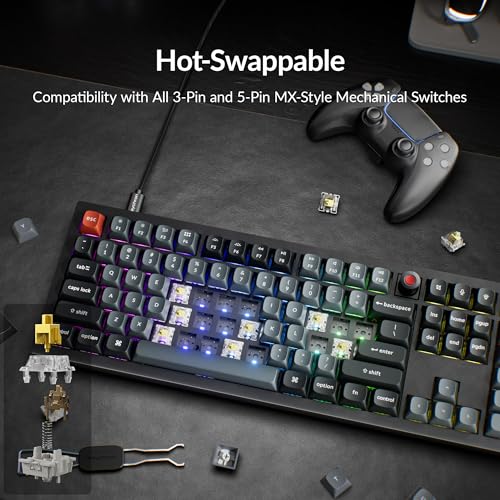 Image of Keychron V6 8K Full Size Wired Mechanical Keyboard with Programmable Knob, 8000 Hz Polling Rate, OSA PBT Keycaps, Hot-swappable Super Banana Switchs, RGB Backlit for Mac Windows Linux
