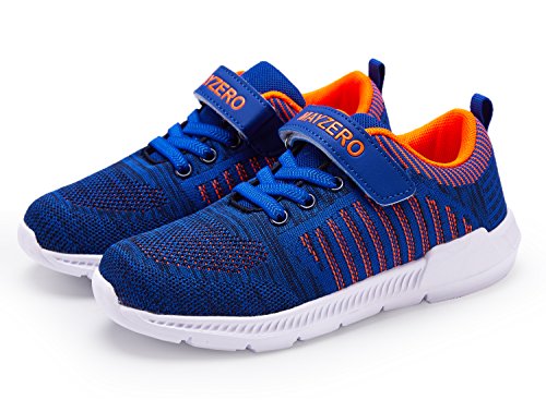 Vivay Boys Sneakers Children Lightweight Breathable Running Tennis Boys Girls Shoes (2B Blue/Orange, Size 3 Little Kid) #TOP6
