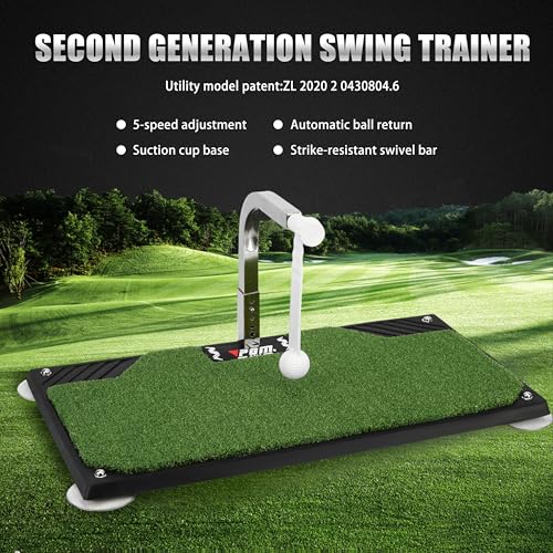 PGM Golf Swing Trainer - Golf Training Equipment with 5 Adjustable Height - Pure Path Golf Swing Practice Mat Training Aid - Golf Swing and Hitting Trainer for Indoor Outdoor Home - Image 3