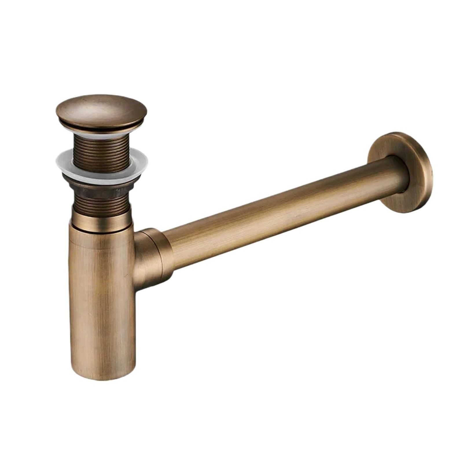 Bottle Trap Brass Round Siphon Rubbed Bronze Bathroom Vanity Basin Pipe Waste with Pop Up Drain for Bathroom Basins(Gold 2)