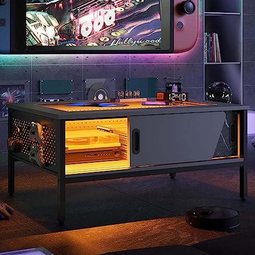 Bestier 42 Inch LED Coffee Table with Storage...