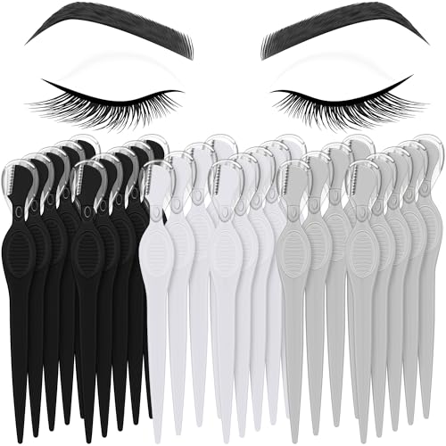 Mudder 28 Pcs Eyebrow Razors Facial Shaver Trimmer,Black,White,Gray