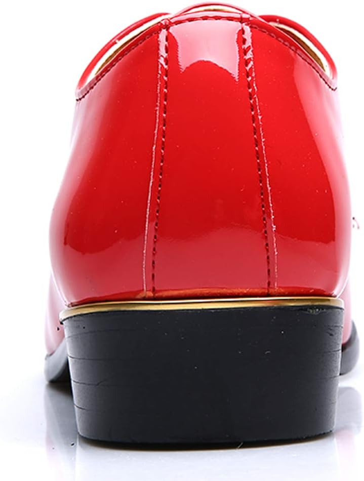 Dress Shoes Men Classic Pointed-Toe Patent Leather Lace-up Formal Oxford Shoes Black Brown Red Grey - Image 6