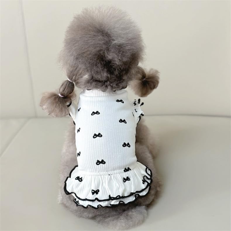 Vestito Cane Piccola Taglia Yoolhamy - T-shirt Estiva Con Fiocco Per Chihuahua, Yorkshire, Shih Tzu - Taglie XXS-M - Foto 4