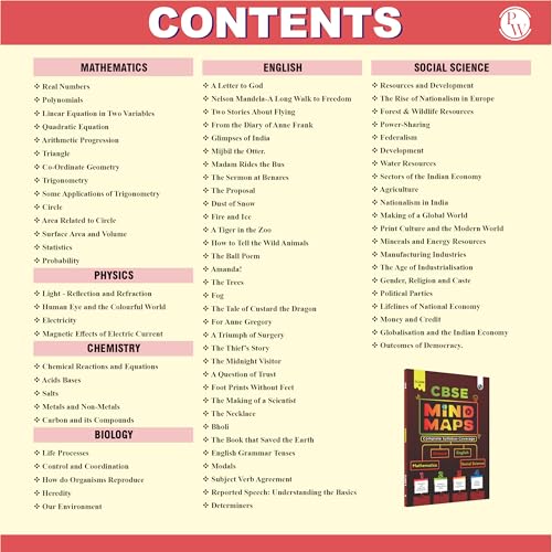 Image of PW CBSE Class 10 Mind Maps Book For 2025 Board Exams l Mathematics, Physics, Chemistry, Biology, English and Social Science | Simplified Concepts & Quick Revision [Paperback] PW