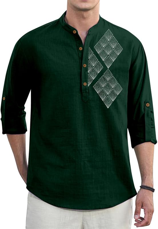 clothing veda Men's Cotton Blend Self-Printed Short Kurta Shirt | Full Sleeve Mandarin Collar Casual Kurta-picture-27