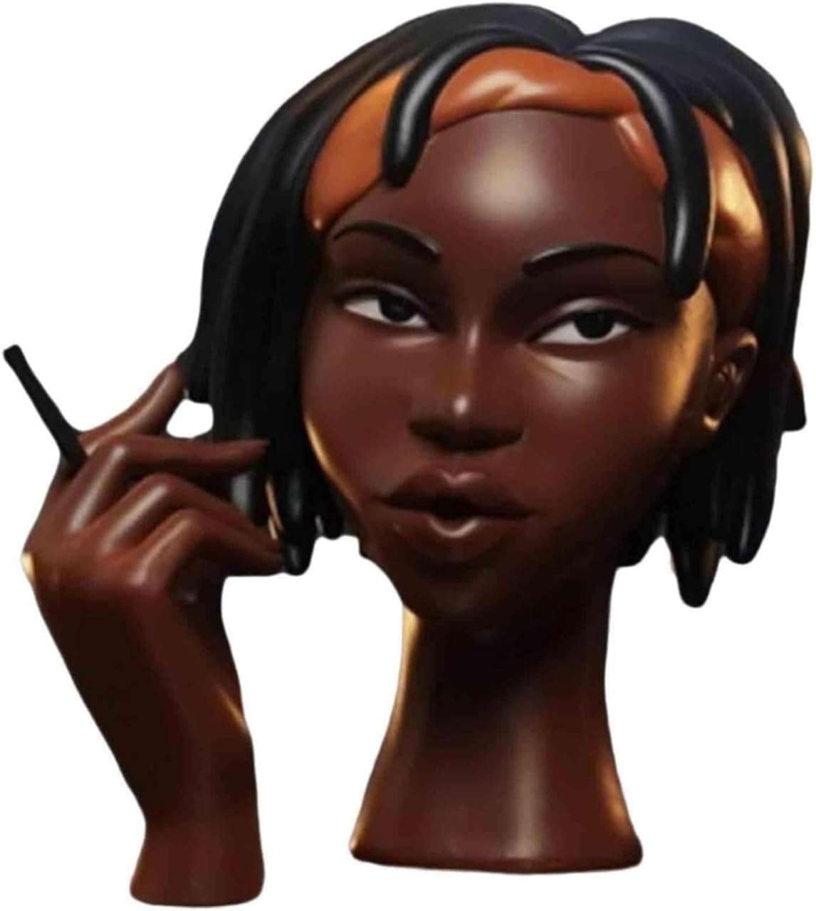 Head Incense Burner Black Woman,Funny Elegant Head Incense Burner,Unique Smoke Fountain Resin Head Incenses Holder,for Bedroom,Living Room,Home Decor Gifts