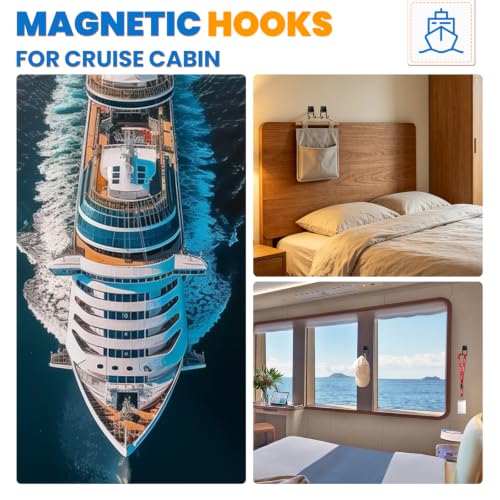 Image of MIKEDE Magnetic Hooks 80LBS, 6 Pcs Cruise Essential Heavy Duty Black Hook