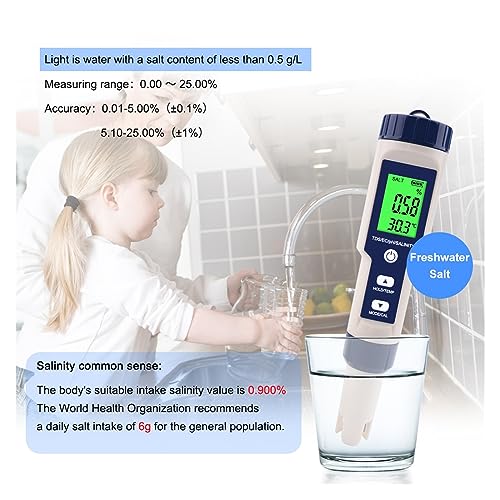 Testeur de qualité d'eau TDS EC PH salinité pour analyse de piscine