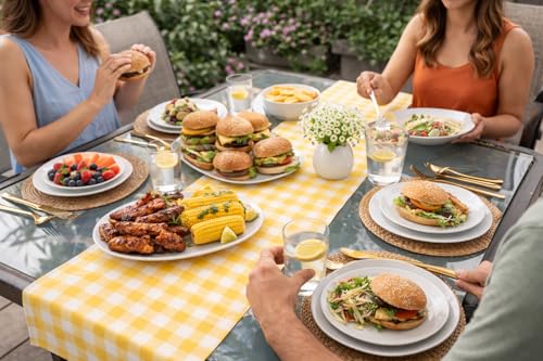 Chemin de table vichy jaune 30x200 cm en coton pour repas de Pâques - 6