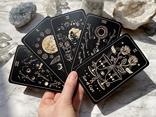 Shores Of Moon Luna Somnia Tarot Deck with Guidebook & Box - 78 Cards Complete Full Deck Starry Dreams Celestial Astrology Witchy Black Divination Tool by Shores Of Moon - Used condition - Image 8