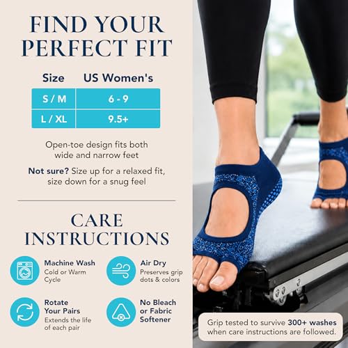 Image of Tucketts Allegro Toeless Pilates Socks with Grips for Women, Non-Slip Open-Toe Grip Socks, Yoga, Barre, Dance, Reformer, Home
