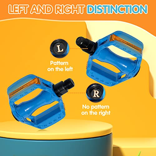 Kids Bike Pedals With 1/2 Inch Spindle Aluminum Alloy Youth Sized Bicycle Pedal Ultra Strong For 12 14 16 18 20 Inch Children Bike, Blue - 1 Pair #TOP2