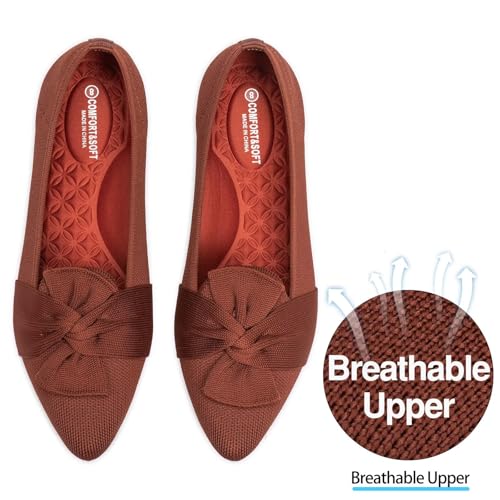 Image of Frank Mully Women's Casual Loafer Flats Slip On Loafer Shoes Comfortable Knit Flat Shoes Classics Pointy Toe Loafer Flats,for Work,Travel