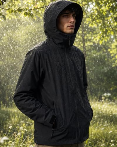 Image of Nobero Men's RainBloc Waterproof Jacket | Windproof Hooded Rain Jacket