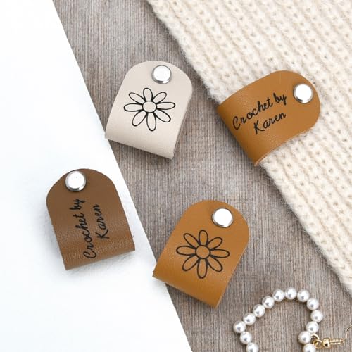 Étiquette en cuir personnalisée avec rivets (20x63,5 mm, 20 pcs) pour tricot et vêtement