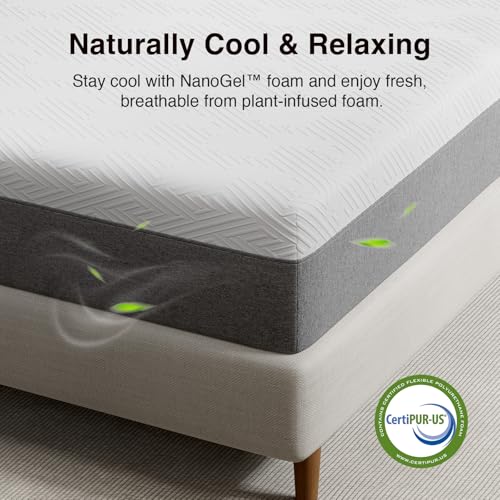 Image of Novilla 10 Inch Twin Size Memory Foam Mattress in a Box, Back Pain Relief & Body Support, Grey, CertiPUR-US Certified
