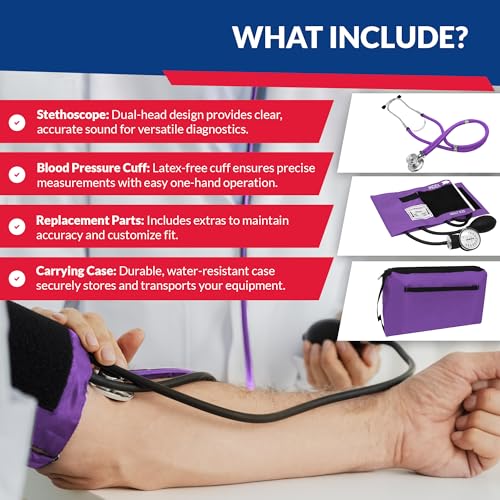 Image of Dixie EMS Blood Pressure and Sprague Stethoscope Kit - Purple