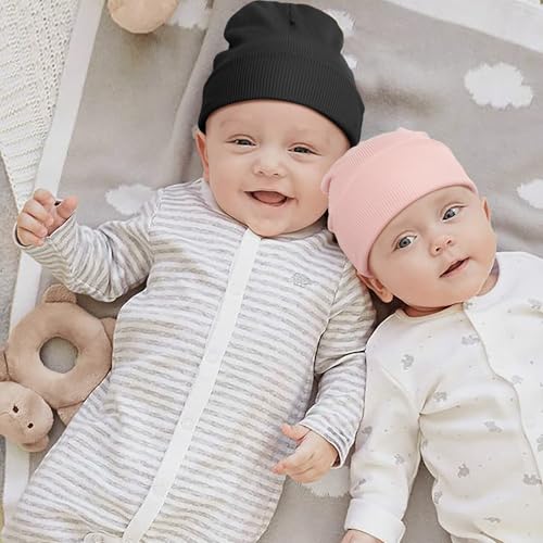 DRESHOW BQUBO 6 Pack Baby Newborn Hats Set for Unisex Infant Newborn Toddler Soft Beanie Hat for Boys Girls 0-24 Months3