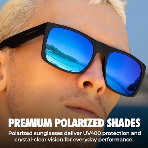 Image of grinderPUNCH Polarized Square Sunglasses for Men UV400 Protection Driving Fishing Sunglasses Mens Shades Mirrored Sunglasses