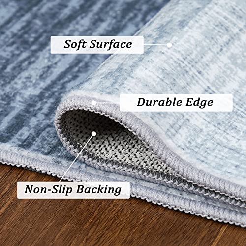 Rugsreal Geometric Area Rugs Accent Modern Boho Tile Floorcover Indoor Carpet Contemporary Trellis Distressed Area Rug For Living Room, Bedroom, Home Office, Blue, 8 X 10 Feet #TOP2
