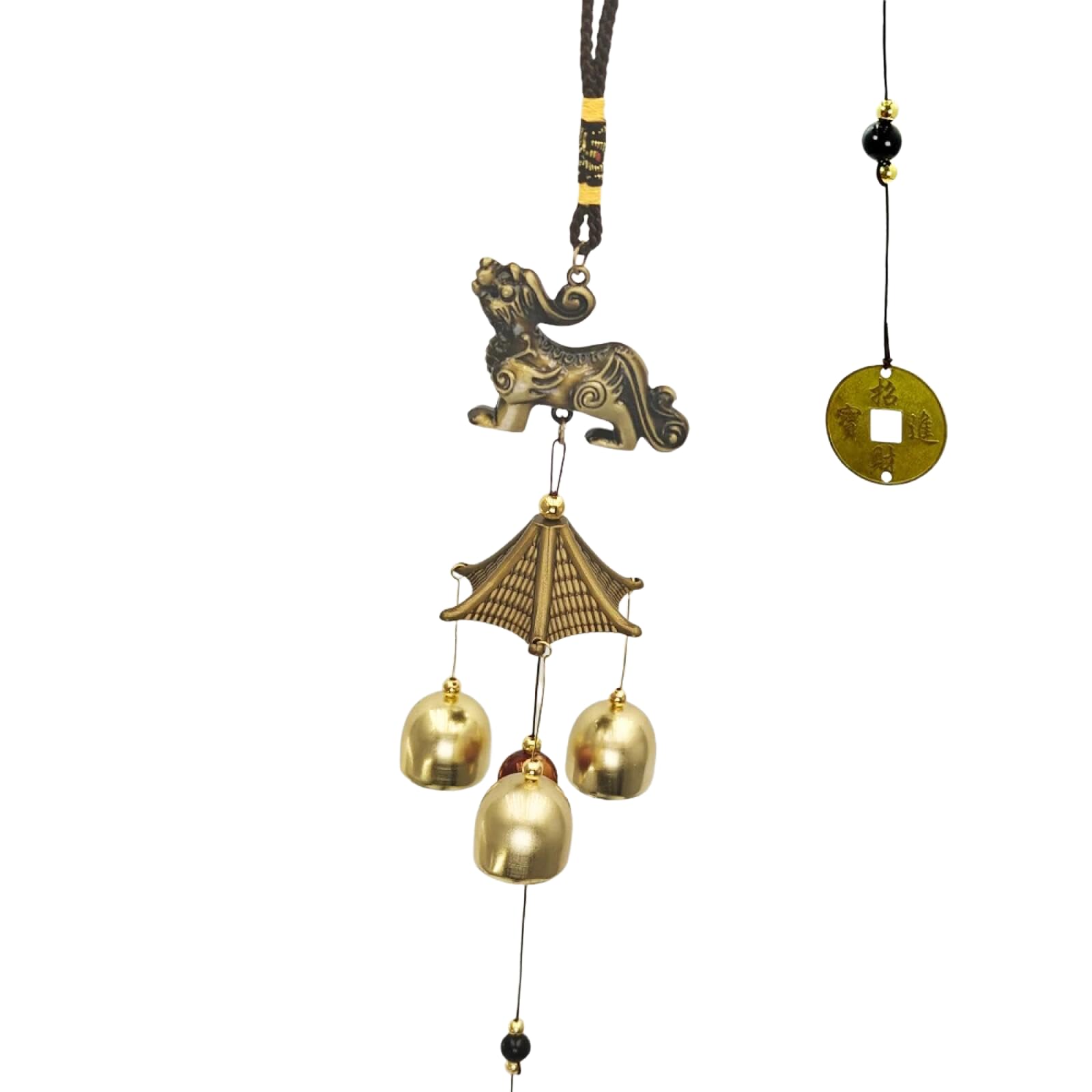 1 PC Lucky Wind Chimes Feng Shui Hanging Wind Chimes for Garden Good Luck Chinese Wind Bells with Coin Matel Bells Butterfly Cat，A