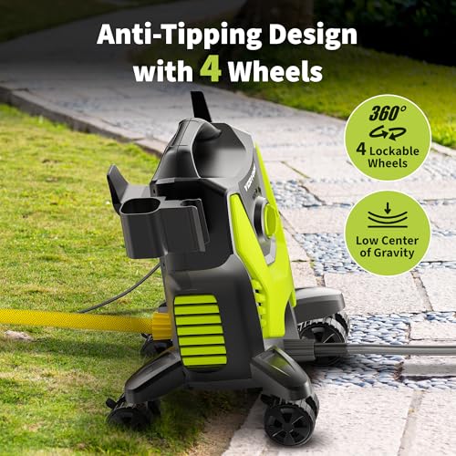 Image of Yeryork Pressure Washer, 3500 PSI Power Washer with 4 Lockable Wheels, Steel Wand, 4 Quick Connect Nozzles, 500ml Foam Cannon, High Pressure Washer for Decks /Driveways /Cars Cleaning