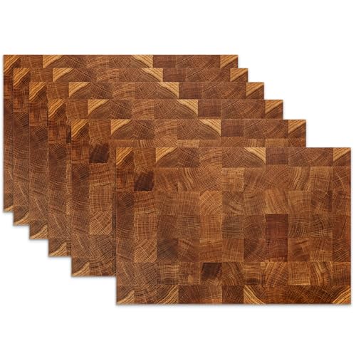 Retro Wood Linen Placemats Set of 6