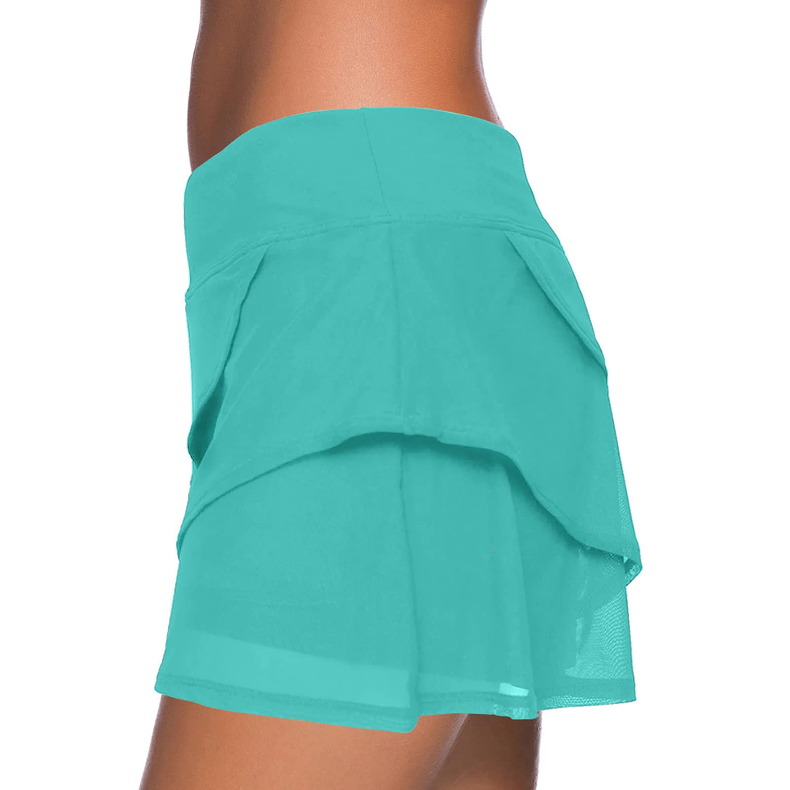vike Swimming Skirt, Lined Ruffle Breathable Short Swim Bottoms Skirt High Waist Light Pure Color for Diving for Beach S-picture-32
