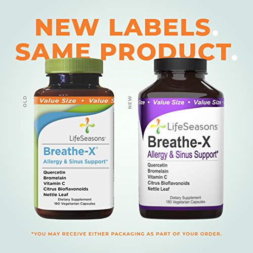 LifeSeasons - Breathe-X - Fast Acting Allergy Relief Supplement - Sinus and Nasal Discomfort - Naturally Boost Immune System - with Quercetin, Bromelain, Nettle Leaf - 180 Capsules