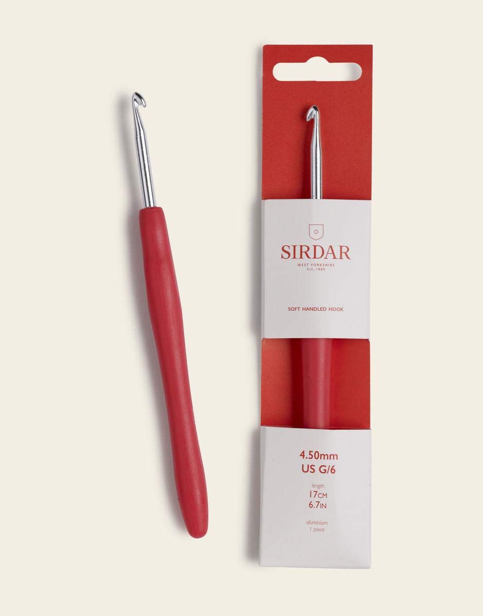 Sirdar 4.50 mm Crochet Hook - Aluminium & Soft Grip Handle US G/6