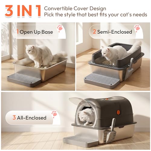 Arenero de Acero Inoxidable para Gatos XL con Tapa miniatura 2