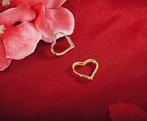 Sluynz 925 Sterling Silver 1.6Cm Heart Hoop Earrings For Women Teen Girls Sweet Love Heart Earrings Drop (C-Gold) #TOP1