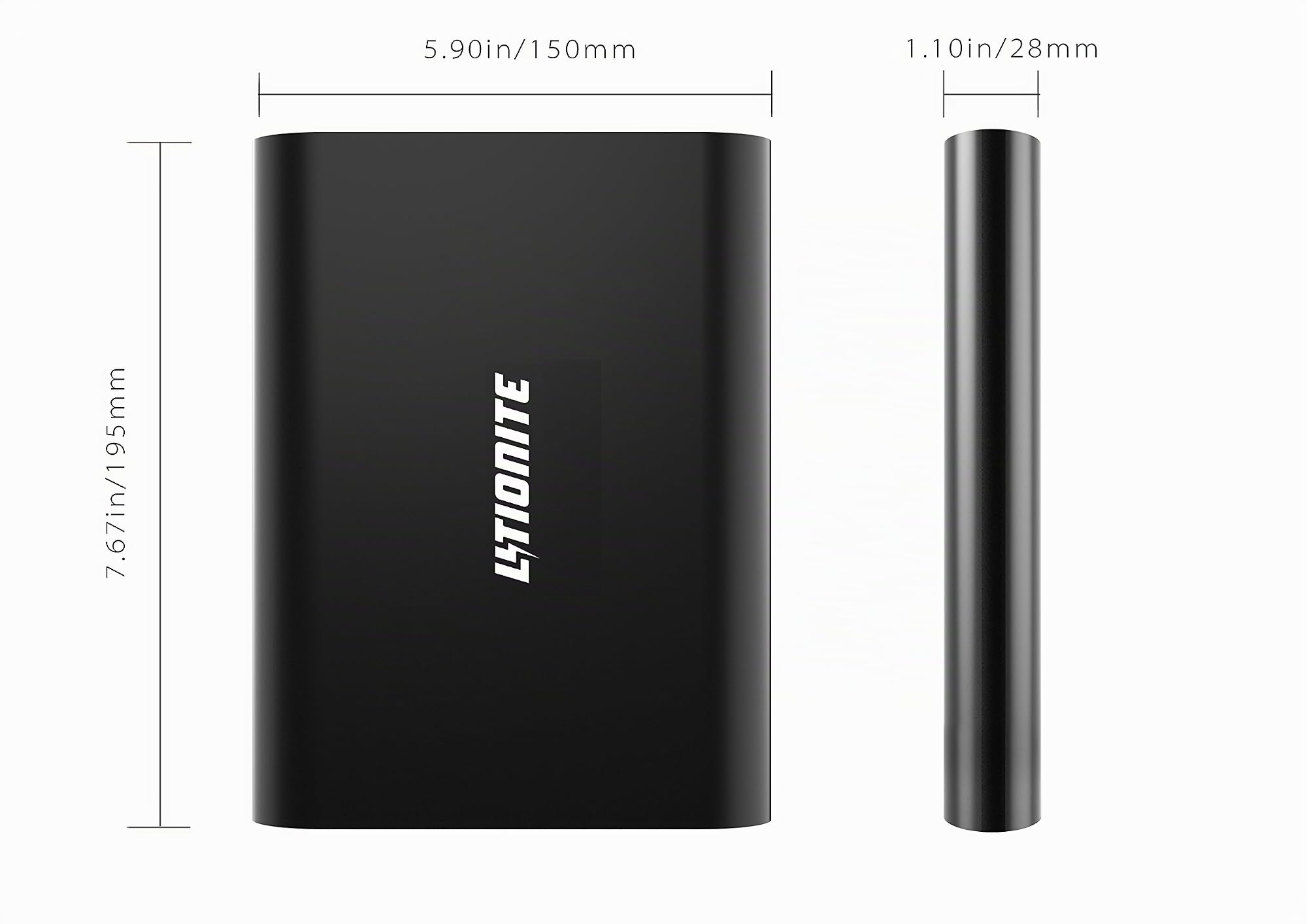LITIONITE Tanker 90W / 50.000mAh Power Bank Batteria Esterna portatile con Display LED - 2x USB - 1x Type-C (36W) - 1x DC (90W) - Alimentatore Caricabatterie per PC/Computer/Notebook/Smartphone/Tablet