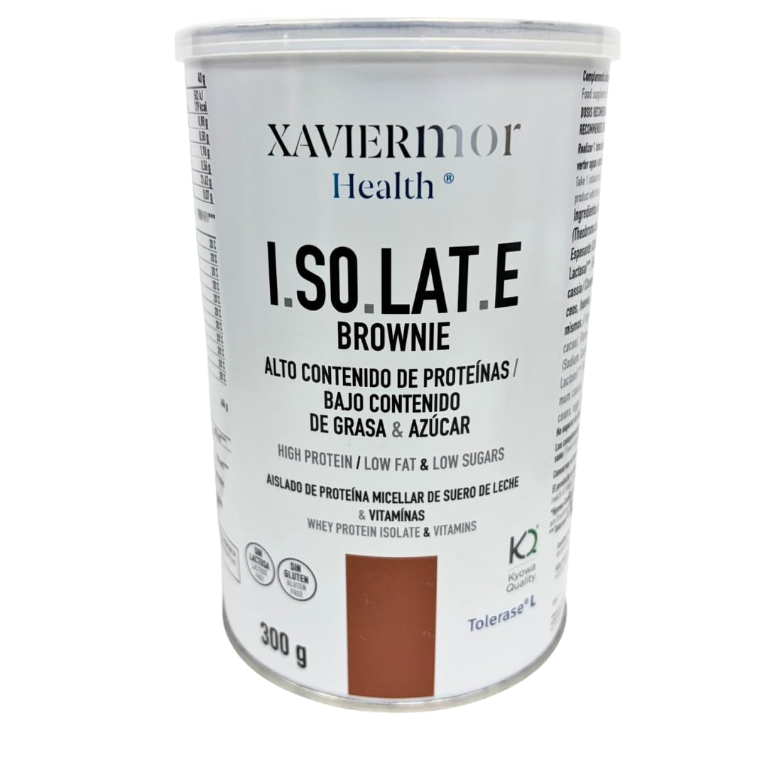 Proteína Aislada Isolate Whey 90% Sabor Brownie, 300g, con Caseína Micelar, L-Glutamina Kyowa y DigeZyme, para Recuperación Muscular
