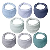 Lulu moon Lätzchen Baby Absorbierende Dreieckstuch , Musselin Halstuch Baby mit Verstellbares Druckknopf, Weiche Sabberlätzchen für Junge und Mädchen, Unisex, 8 Stück (Ozean)