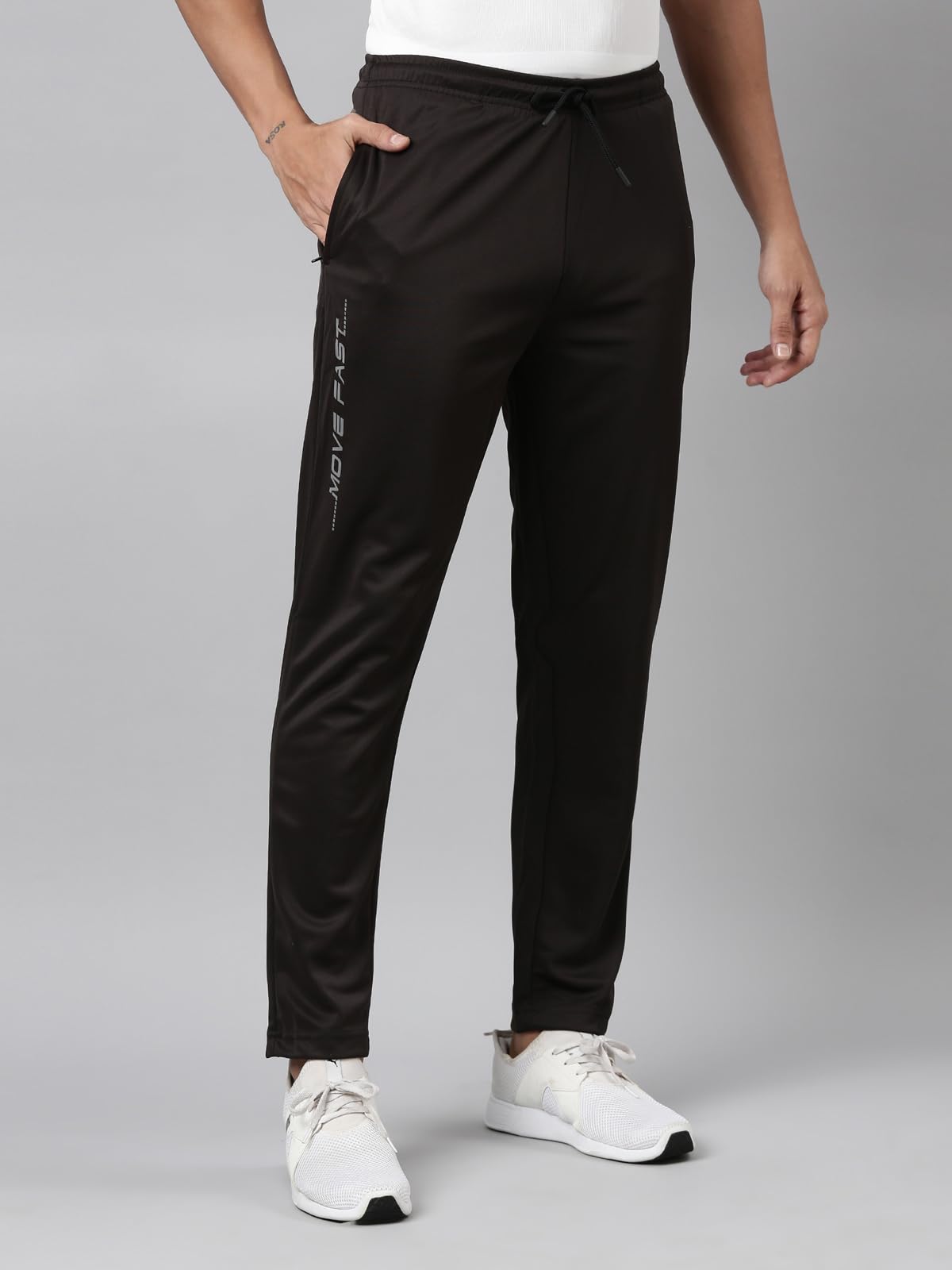 Dixcy Scott Originals Printed Drawstring High Rise Full Length Solid Track Pant for Men - Westin Track(Black)-XL 2