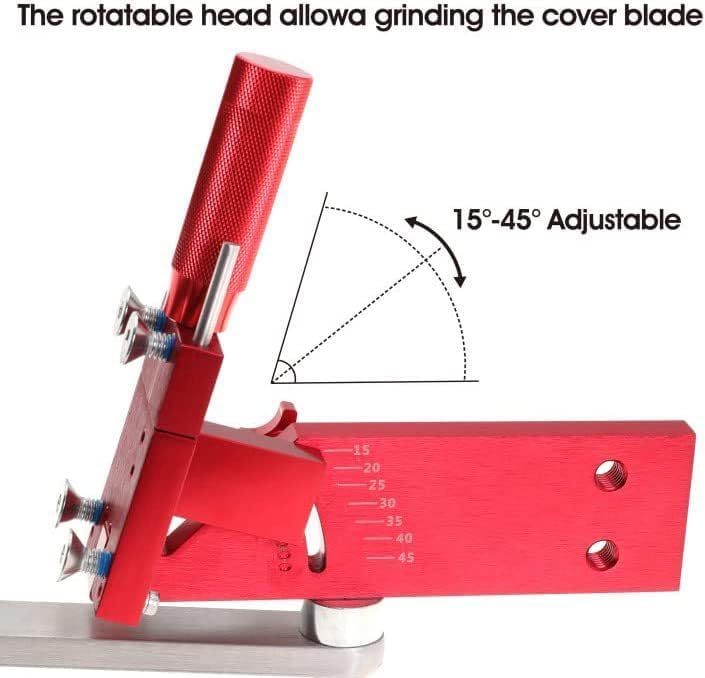Lawn Mower Blade Sharpener 5005 | Adjustable 15°-45° Angle Tool, Ergonomic Grinder for Straight Blades, Quick Cutting Kit for Homeowners & Landscapers (RED)