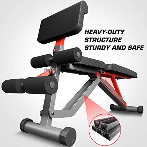 pelpo Weight Bench for Full Body Workout, Adjustable Strength Training Bench Press in Home Gym, Fast Folding Roman Chair Holds up to 330LBS, Gray