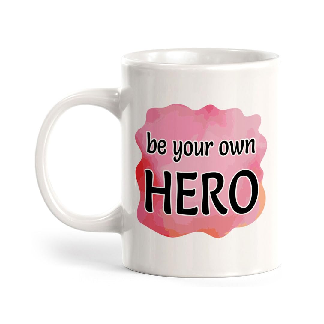IKJHG Be Your Own Hero 11oz Ceramic Coffee Mug | Inspirational & Motivational Quotes
