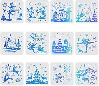 FINGERINSPIRE 12PCS/Set Bear Deer Eagle Rabbit Wolf Stencils, 30x30cm Tiger Elephant Claw Animal Stencils for Drawing, Wildlife Stencils for Painting on Wood Fabric Canvas Walls Stencil