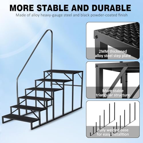 Escalera resistente para piscina elevada con barandales miniatura 4