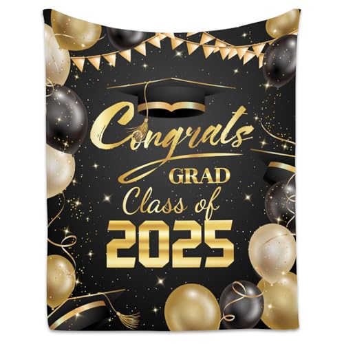 Graduation Blanket - Class of 2025 Graduation Gifts for Her or Him - 60"x80" Flannel Soft Throw Decorations - Senior 2025 Blankets for College, High School, Graduation Day
