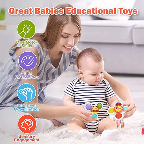 3 Pieces of Suction Cup Spinner Toys,Sucker Rotating Toys,Baby Rotating Toys with Decompression Function,to Promote The Fun of Bubble Sensory Rotation,Ideal Toys for Bathing,Outings, Dining, Parties - Image 3