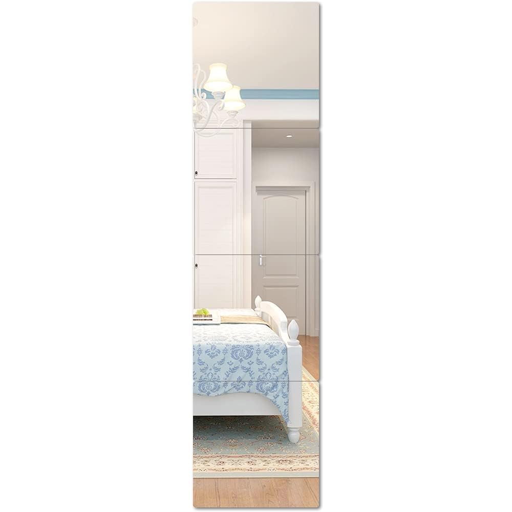 Flitpic Wall Mirror Tiles,Full Length Tiles,Flexible Full Body Mirror for Bedroom,Living Room,Acrylic Wall-Mounted Mirrors,Frameless Mirror (12''x12''x4PCS)-image-23