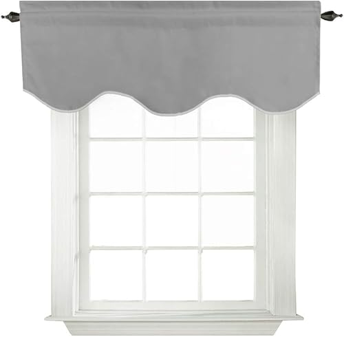 Miniatura 12 de Turquoize Cenefas de cortina opacas sólidas con bolsillo para barra festoneadas, paneles de cortina pequeños para ventana de