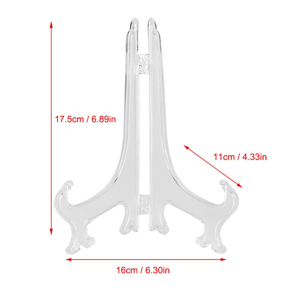 YOUTHINK Clear Plastic Plate Display Stand, Foldable Design, Adjustable Hinges, Triangles Support Base (17.5cm)